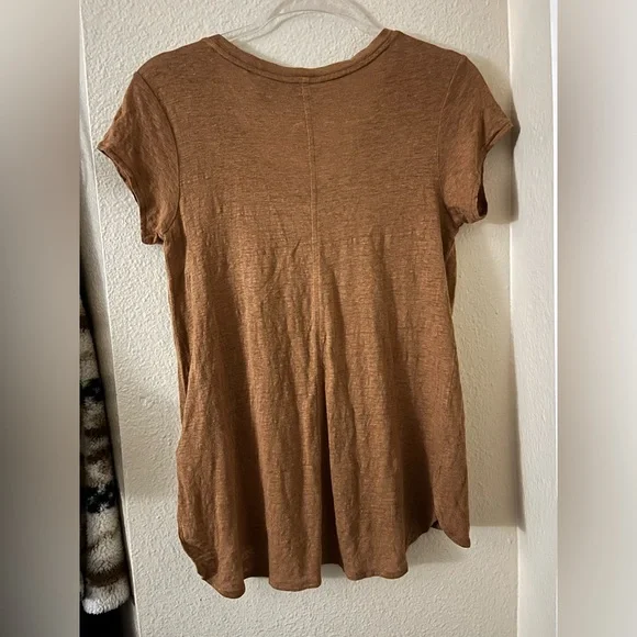 Tahari Tan V-Neck Linen T-Shirt size Small - Picture 6 of 8